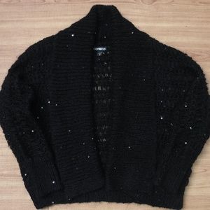 Express Black Sequined Sweater Coat